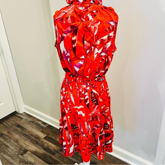 Enfocus Studio Dress Women’s 14 Red White Black  Floral Sleeveless - Picture 4 of 5